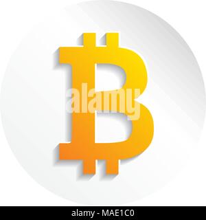 Crypto currency Bitcoin paper style vector logo, icon for web, sticker for print. Bitcoin blockchain cryptocurrency. Stock Vector