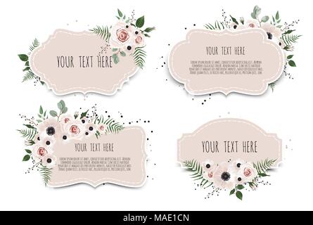 Set Spring sale background with beautiful flowers. Floral vector design frame. Stock Vector
