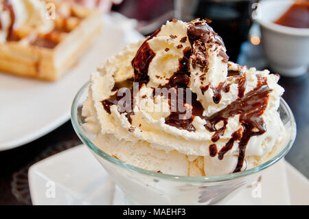 White vanilla icecream with cinnamon flake on top Stock Photo