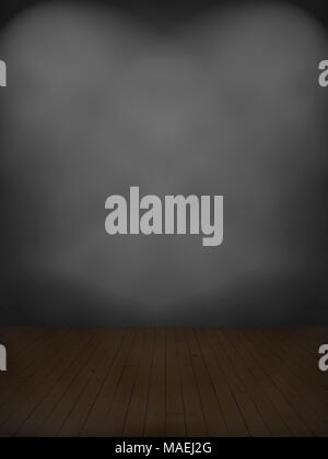Abstract Empty background wall and wood floor gradient with lighting as backdrop Stock Photo