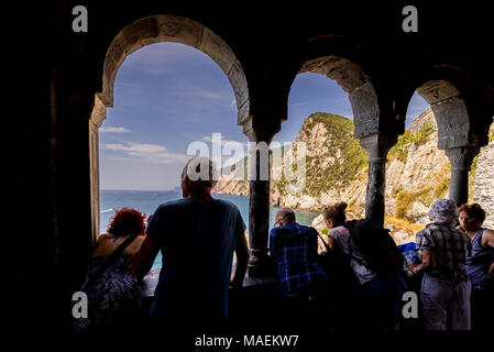 Castello Doria, an imposing clifftop fortress with views of the Gulf of Poets. Porto Venere, La Spezia, Italy Stock Photo