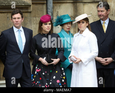 Princess Eugenie and Beatrice arrive for the Easter church service