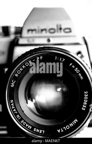 Minolta SRT 101 35mm manual camera from the sixties Stock Photo