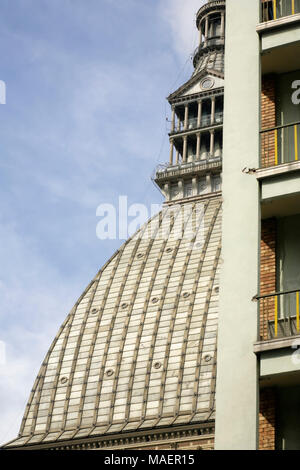 Tower of the Mole Antonelliana, home to the National Cinema Museum, Turin, Italy. Designed by Alessandro Antonelli and completed in 1899. Stock Photo