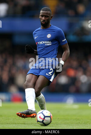 Chelsea's Antonio Rudiger during the Premier League match at Stamford Bridge, London Stock Photo