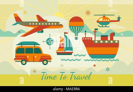 Time to travel icon set Stock Vector