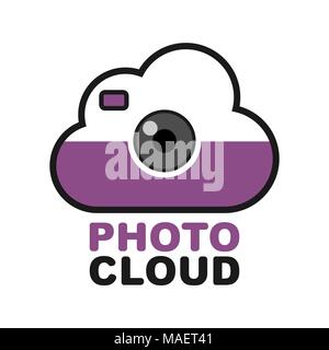 Cloud camera logo. Photo video control icon Stock Vector