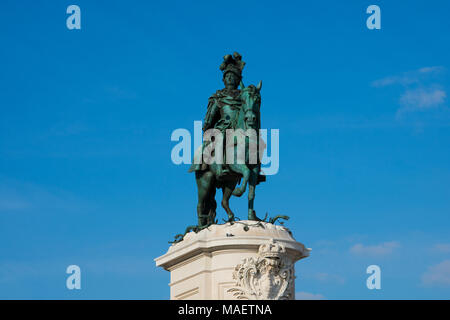 Lisbon. Portugal. January 23, 2018. Statue of King Jose I at Commerce Square (Praca do Comercio. Stock Photo