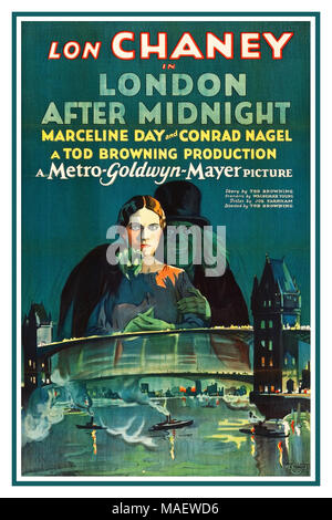 Vintage Film Movie poster for the American mystery film ‘London After Midnight’ (1927). MGM. Stock Photo