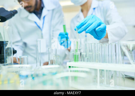Medical colleagues holding research in lab Stock Photo