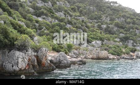 Sea, near ruins of the ancient city on the Kekova island, Turkey Stock Photo