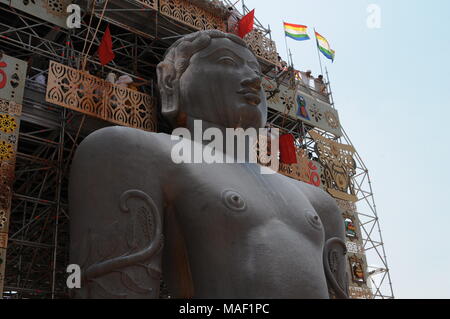 Mahamastakabhisheka festival - The anointment of the Bahubali Gommateshwara Statue located at Shravanabelagola in Karnataka, India. It is an important Stock Photo