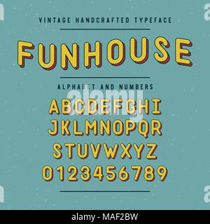 vintage handcrafted font. sans serif rounded alphabet. vector illustration. Stock Vector