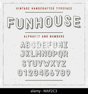 vintage handcrafted font. sans serif rounded alphabet. vector illustration. Stock Vector