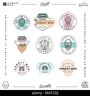 set of honest man clothing company labels. menswear textile production emblems. vector illustration Stock Vector