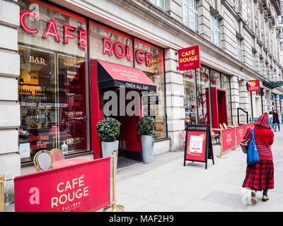 Cafe Rouge Restaurant London - a branch of the Cafe Rouge french bistro style restaurant chain on Kingsway in central London Stock Photo