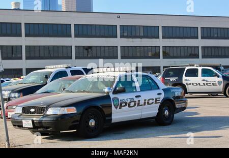 houston police department patrol cars parked in houston texas USA Stock Photo