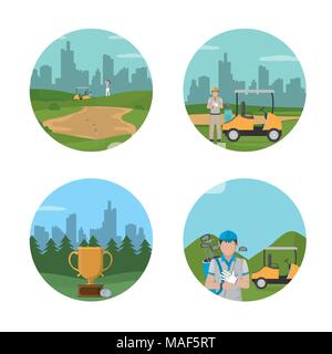 Sport game cartoons on round icons vector illustration graphic design Stock Vector