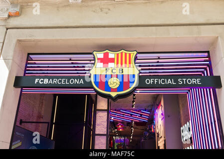 F.C.B official store in Barcelona, Spain Stock Photo