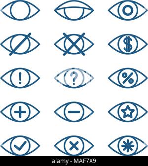 Different eye icons, set of vector eye pictograms Stock Vector