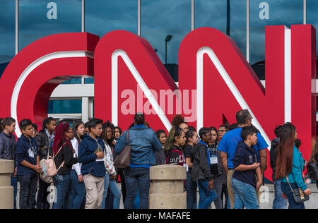 Student field trip at CNN Center in downtown Atlanta, Georgia. (USA) Stock Photo