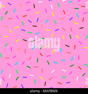 Donut Pink Texture. Glaze and Colored Sprinkles Seamless Pattern Stock Photo