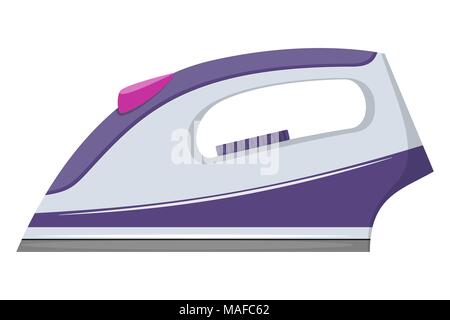 Modern household iron for Ironing clothes and linen. Domestic electric appliance. Vector illustration isolated on white background Stock Vector