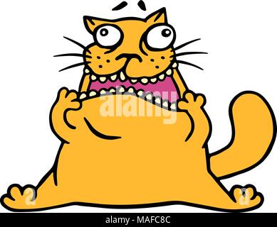 Cute doodle orange cat looks like a jerk. April holiday. Fool's day. Vector illustration. Stock Vector