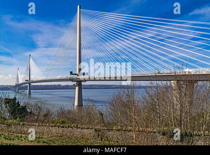 The newly commpleted Queensferry Crossing road bridge seen from North Queensferry Fife Scotland uk Stock Photo