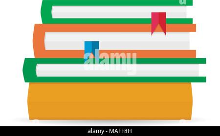 Stack of books flat. Stack of books isolated, book pile for reading, vector illustration Stock Vector