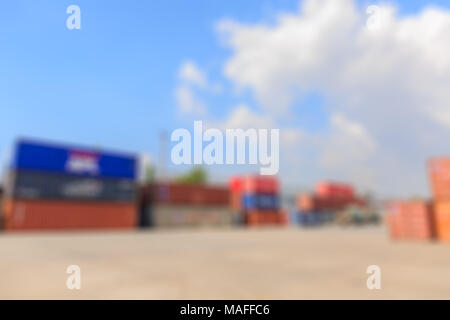 Blurred images within Containers at Large commercial port Stock Photo