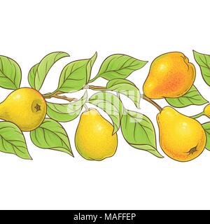 pear branches vector pattern on white background Stock Vector