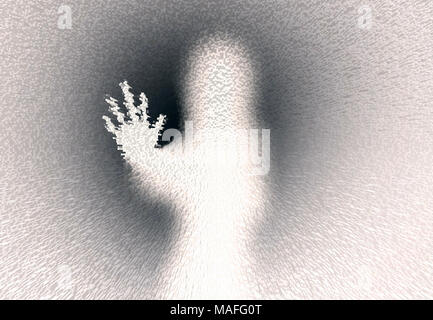 Ghost hand woman version with extrude effect and reversed color. Stock Photo