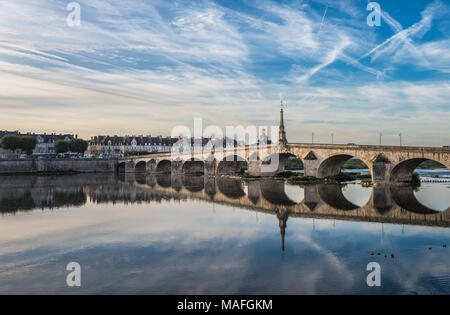 Jacques-Gabriel Bridge over the Loire River in Blois, France Stock Photo