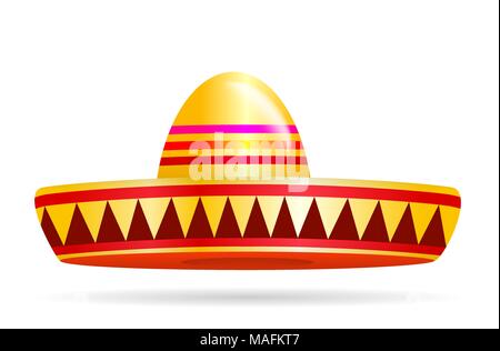 Naturalistic colorful sombrero on White Background. Vector Illustration Stock Vector