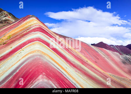 Vinicunca, Peru - Winicunca Rainbow Mountain (5200 m) in Andes, Cordillera de los Andes, Cusco region in South America. Stock Photo