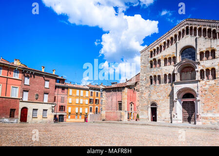 Parma, Italy - Piazza del Duomo with the Cathedral built in 1059, Emilia-Romagna. Stock Photo