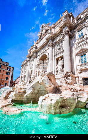 Rome, Italy. Famous Trevi Fountain and Palazzo Poli (Italian: Fontana di Trevi) in italian city of Roma. Stock Photo