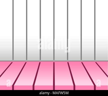 Empty pink tabletop display over white wall background. Vector illustration, EPS10. Stock Vector