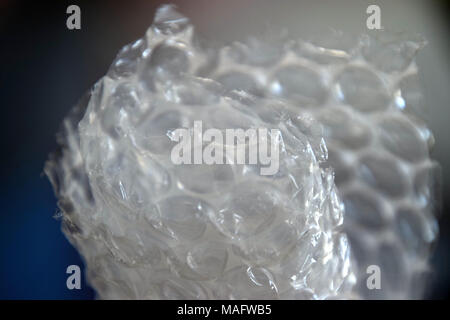 Bubble wrap material for a safety packing, close up view, Abstract texture.