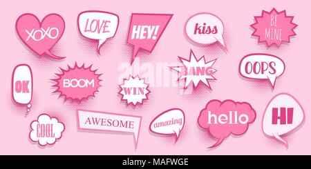 Comic text speeech bubble pop art Stock Vector