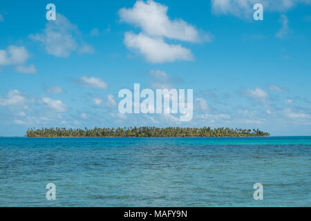 tropical island isolated on ocean - Palm tree island Stock Photo