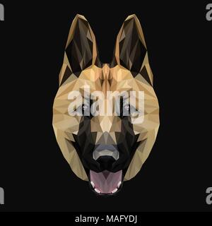 Shepherd low poly design. Triangle vector illustration. Stock Vector