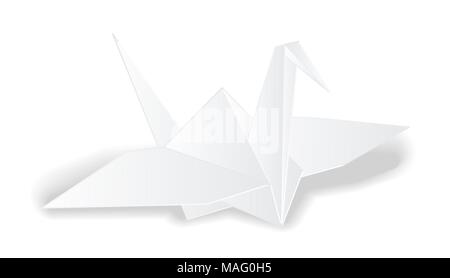 origami crane white paper bird vector isolated Stock Vector