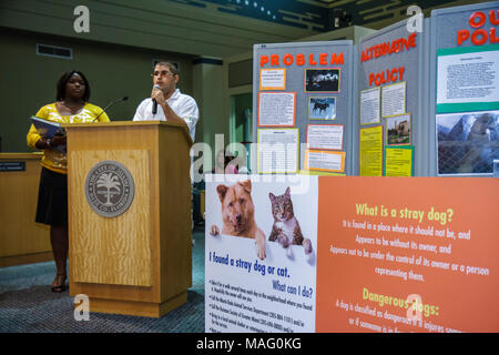 Miami Florida,Coconut Grove,Miami City Hall,building,Commission Chambers,High School Youth Council Presentation,Assistance for Stray Animals,student s Stock Photo