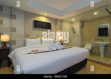 BANGKOK, THAILAND - SEP 25 : The Deluke Pool Access room type of the Suvarnabhumi ville Hotel.is located near Suvarnabhumi airport. on September 25, 2 Stock Photo