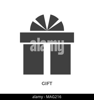 Gift Box Glyph Vector Icon Isolated on the White Background. Stock Vector