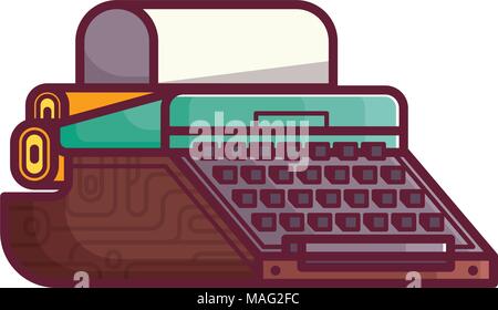 Old Typewriter or Writing Machine Icon Stock Vector