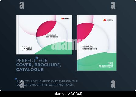 Template. Creative abstract minimal design of brochure set, annual report, horizontal cover Stock Vector