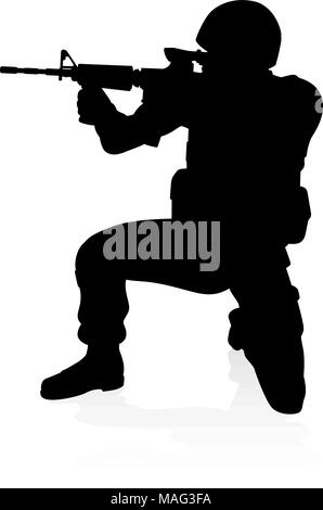 Soldier Detailed High Quality Silhouette Stock Vector